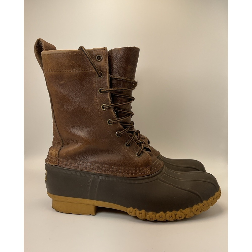 LL Bean Classic Duck Boots Womens 8 M Brown Leather Waterproof Maine USA Goretex